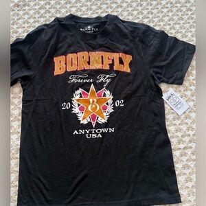 Born Fly Studded Graphic T Shirt Large Black Rhinestone Logo Streetwear NWT